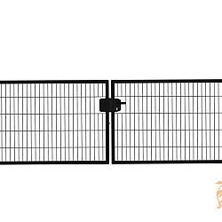 Hillfence Metalen Dubbele Poort Eco-Line 300 x 180 cm. Zwart  W08461
