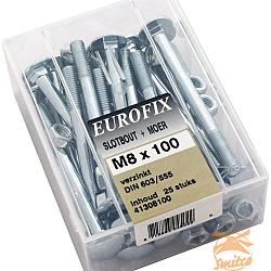 Blister á 25st Slotbout en Moer M8x110 Verzinkt