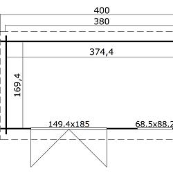 Tuinhuis Amira 380x175 Onbehandeld