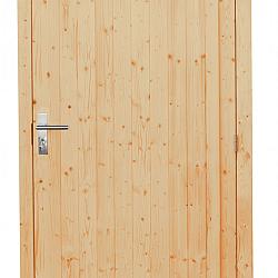 Vuren enkele dichte deur extra breed inclusief kozijn, linksdraaiend. 112x201 cm, onbehandeld.