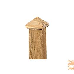 Paalornament Piramide 7x7 cm. Hout