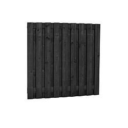 Grenen Plankenscherm 180 x 180 cm. 19-Planks Geïmpregneerd en Zwart Gedompeld W08088 =V