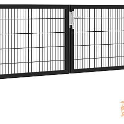 Hillfence Metalen Dubbele Poort Premium-Line Inclusief Slot, 300 x 100 cm. Zwart  1052656