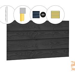 Zweeds rabat douglas enkelzijdige wand C, 278,5 x 224 cm, zwart geïmpregneerd. 1026976
