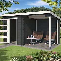 Onze Outdoor Life Overkappingen en Blokhutten worden geleverd exclusief dakbedekking, vloer en Funda