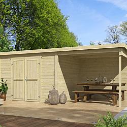 Onze Outdoor Life Overkappingen en Blokhutten worden geleverd exclusief dakbedekking, vloer en Funda