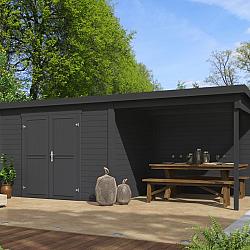 Onze Outdoor Life Overkappingen en Blokhutten worden geleverd exclusief dakbedekking, vloer en Funda