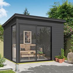 Onze Outdoor Life Overkappingen en Blokhutten worden geleverd exclusief dakbedekking, vloer en Funda