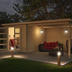 Onze Outdoor Life Overkappingen en Blokhutten worden geleverd exclusief dakbedekking, vloer en Funda