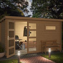 Onze Outdoor Life Overkappingen en Blokhutten worden geleverd exclusief dakbedekking, vloer en Funda