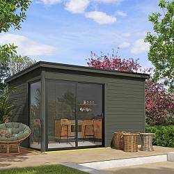 Onze Outdoor Life Overkappingen en Blokhutten worden geleverd exclusief dakbedekking, vloer en Funda