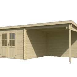 Onze Outdoor Life Overkappingen en Blokhutten worden geleverd exclusief dakbedekking, vloer en Funda