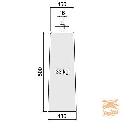 Betonpoer TAPS Grijs 15 x 18 x 50 cm. Met Verstelbare Plaat 1007875 =V
