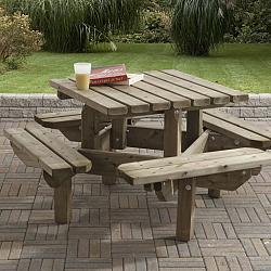 Kinderpicknicktafel Leuven 125x125 Vierkant, dikte 35 mm.