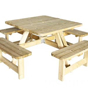 Picknicktafel Vierkant, 40mm. Dik, Bladmaat 115x115cm.  1022808