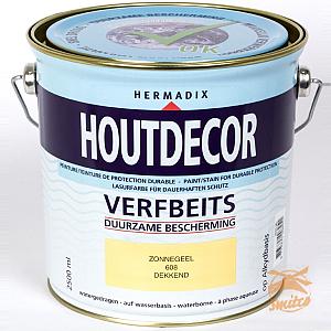 Houtdecor Dekkend 608  Zonnegeel 2500 ml.