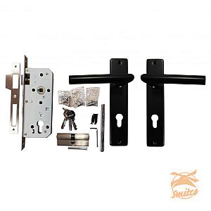 Poortbeslag DE LUXE RVS Zwart Gecoat (zonder duimen)