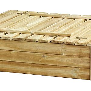 Zandbak Tom Met Deksel/Zitbank 120x120x30 cm. W12005