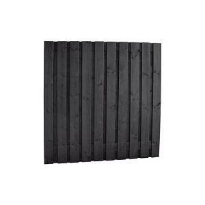 Grenen Plankenscherm 180x180cm. 21-Planks Zwart Gedompeld W08018