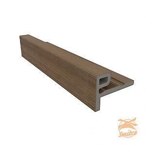 NewTechWood Composiet Co-Extrusie Eindprofiel Castellation t.b.v. Wand Bekleding, 7x5x300 cm. Teak  