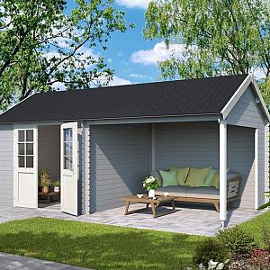 Onze Outdoor Life Overkappingen en Blokhutten worden geleverd exclusief dakbedekking, vloer en Funda