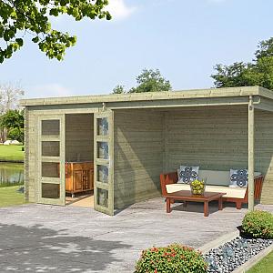 Onze Outdoor Life Overkappingen en Blokhutten worden geleverd exclusief dakbedekking, vloer en Funda