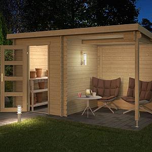 Onze Outdoor Life Overkappingen en Blokhutten worden geleverd exclusief dakbedekking, vloer en Funda