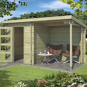 Onze Outdoor Life Overkappingen en Blokhutten worden geleverd exclusief dakbedekking, vloer en Funda