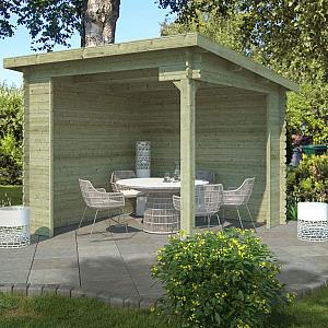 Onze Outdoor Life Overkappingen en Blokhutten worden geleverd exclusief dakbedekking, vloer en Funda