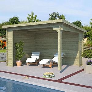 Onze Outdoor Life Overkappingen en Blokhutten worden geleverd exclusief dakbedekking, vloer en Funda