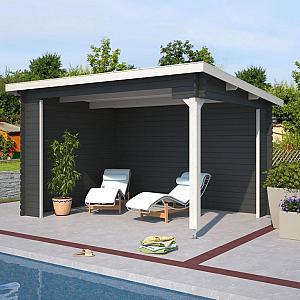 Onze Outdoor Life Overkappingen en Blokhutten worden geleverd exclusief dakbedekking, vloer en Funda