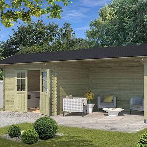 Onze Outdoor Life Overkappingen en Blokhutten worden geleverd exclusief dakbedekking, vloer en Funda