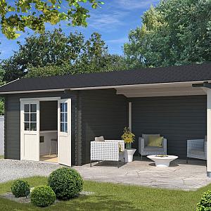 Onze Outdoor Life Overkappingen en Blokhutten worden geleverd exclusief dakbedekking, vloer en Funda