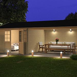 Onze Outdoor Life Overkappingen en Blokhutten worden geleverd exclusief dakbedekking, vloer en Funda