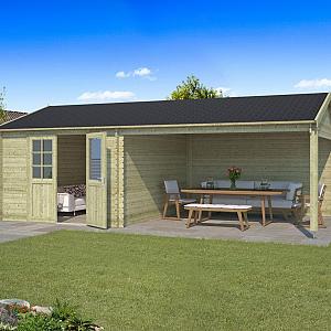 Onze Outdoor Life Overkappingen en Blokhutten worden geleverd exclusief dakbedekking, vloer en Funda