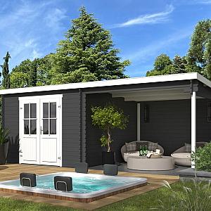 Onze Outdoor Life Overkappingen en Blokhutten worden geleverd exclusief dakbedekking, vloer en Funda