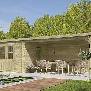 Onze Outdoor Life Overkappingen en Blokhutten worden geleverd exclusief dakbedekking, vloer en Funda