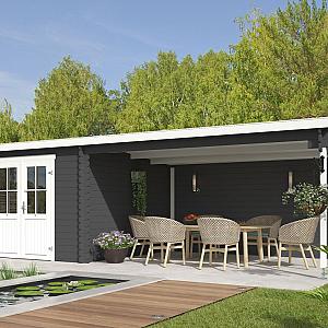 Onze Outdoor Life Overkappingen en Blokhutten worden geleverd exclusief dakbedekking, vloer en Funda