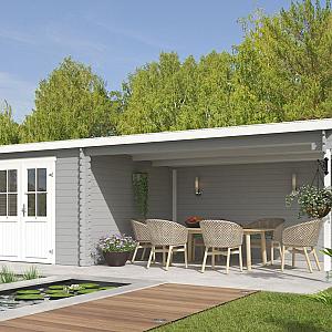 Onze Outdoor Life Overkappingen en Blokhutten worden geleverd exclusief dakbedekking, vloer en Funda