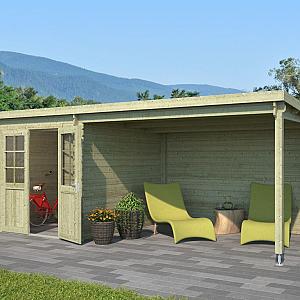 Onze Outdoor Life Overkappingen en Blokhutten worden geleverd exclusief dakbedekking, vloer en Funda