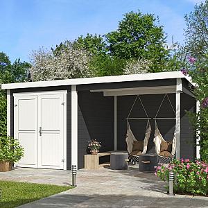 Onze Outdoor Life Overkappingen en Blokhutten worden geleverd exclusief dakbedekking, vloer en Funda