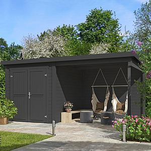 Onze Outdoor Life Overkappingen en Blokhutten worden geleverd exclusief dakbedekking, vloer en Funda