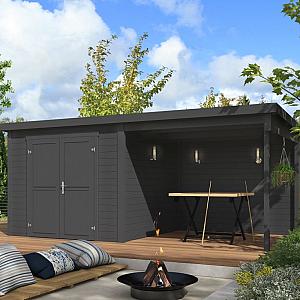 Onze Outdoor Life Overkappingen en Blokhutten worden geleverd exclusief dakbedekking, vloer en Funda