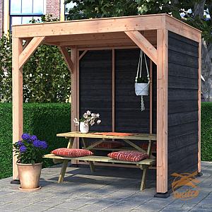 Onze Outdoor Life Overkappingen en Blokhutten worden geleverd exclusief dakbedekking, vloer en Funda