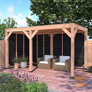 Onze Outdoor Life Overkappingen en Blokhutten worden geleverd exclusief dakbedekking, vloer en Funda