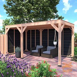 Onze Outdoor Life Overkappingen en Blokhutten worden geleverd exclusief dakbedekking, vloer en Funda