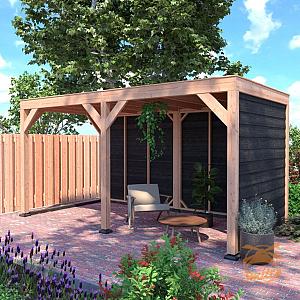 Onze Outdoor Life Overkappingen en Blokhutten worden geleverd exclusief dakbedekking, vloer en Funda