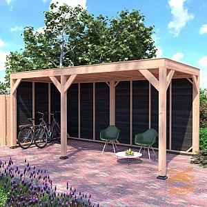 Onze Outdoor Life Overkappingen en Blokhutten worden geleverd exclusief dakbedekking, vloer en Funda