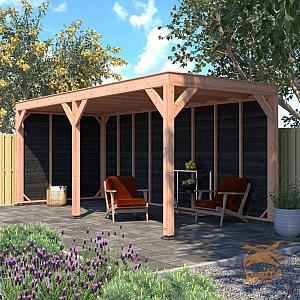 Onze Outdoor Life Overkappingen en Blokhutten worden geleverd exclusief dakbedekking, vloer en Funda