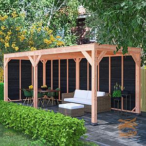 Onze Outdoor Life Overkappingen en Blokhutten worden geleverd exclusief dakbedekking, vloer en Funda